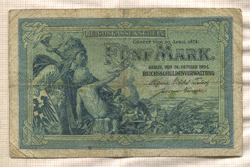 5 марок. Германия 1904г