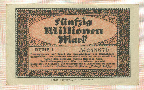 50000000 марок. Германия 1923г