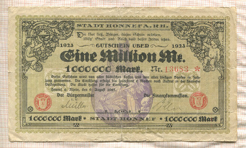 1000000 марок. Германия 1923г