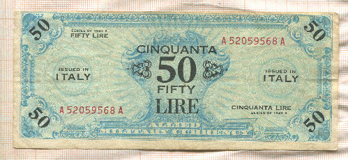 500 лир. Италия. Союзное военное правительство 1943г