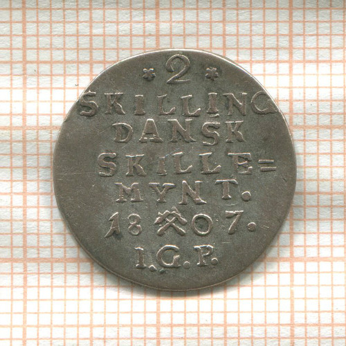 2 скиллинга. Дания 1807г