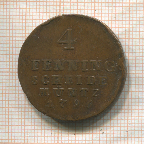 4 пфеннинга. Брауншвейг-Каленберг-Ганновер 1796г