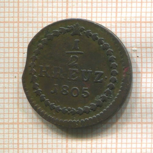 1/2 крейцера. Баден-Дурлах 1805г