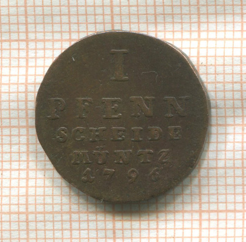 1 пфеннинг. Брауншвейг-Люнебург-Каленберг-Ганновер 1796г