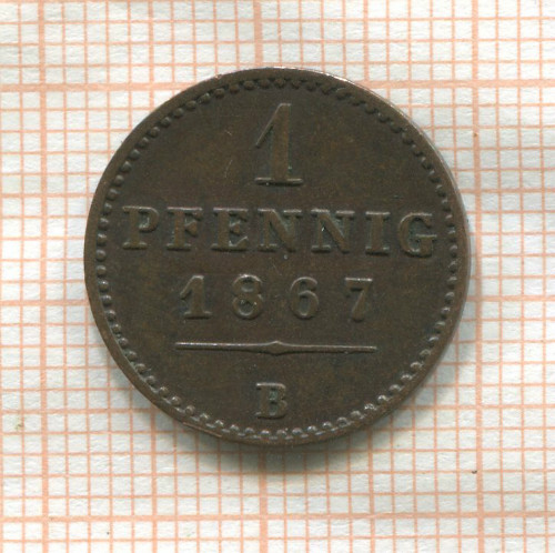 1 пфенниг. Вальдек-Пирмонт 1867г