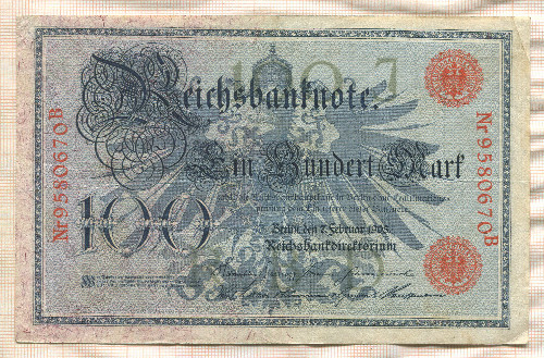 100 марок. Германия 1908г