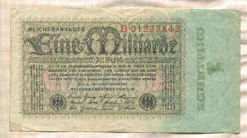 1000000000 марок. Германия 1923г