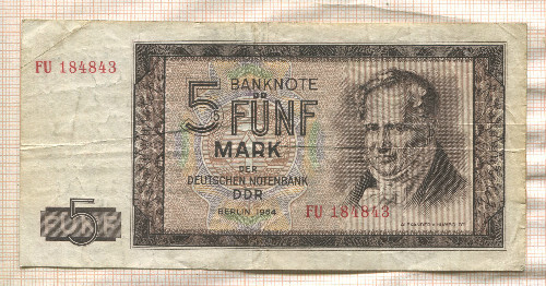 5 марок. ГДР 1964г