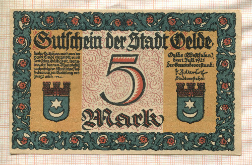 5 марок. Германия 1921г