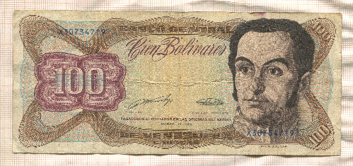 100 боливаров. Венесуэла 1989г