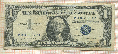 1 доллар. США. Серебряный сертификат 1957г