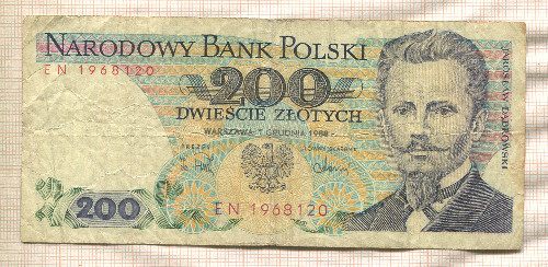 200 злотых. Польша 1988г