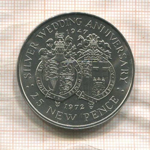 25 пенсов. Гибралтар 1972г