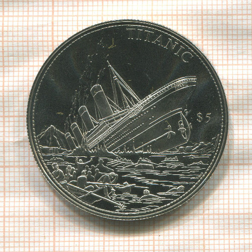 5 долларов. Либерия 2006г