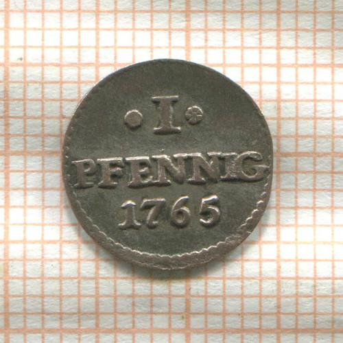1 пфенниг. Саксония 1765г