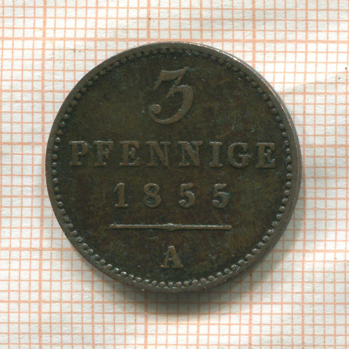 3 пфеннига. Вальдек-Пирмонт 1855г