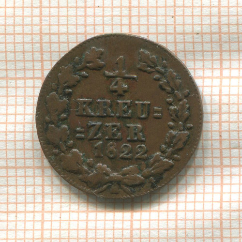1/4 крейцера. Нассау 1822г