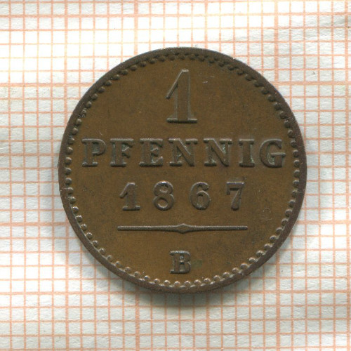 1 пфенниг. Вальдек-Пирмонт 1867г