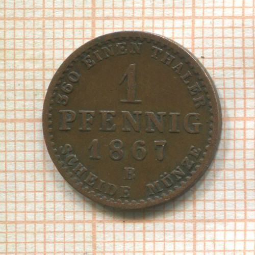 1 пфенниг. Анхальт 1867г