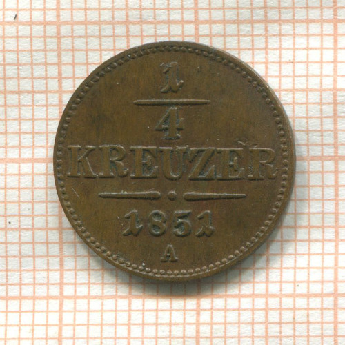 1/4 крейцера. Австрия 1851г