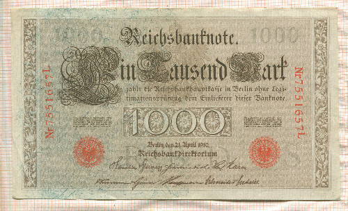 1000 марок. Германия 1910г