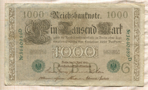 1000 марок. Германия 1910г