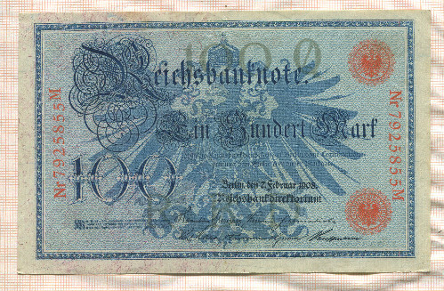 100 марок. Германия 1908г