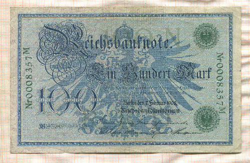100 марок. Германия 1908г