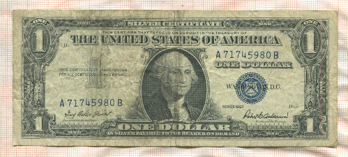 1 доллар. США. Серебряный сертификат 1957г