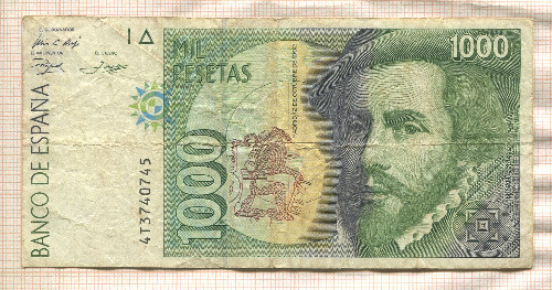1000 песет. Испания 1992г
