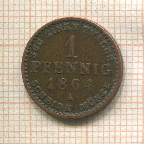 1 пфенниг. Анхальт 1864г