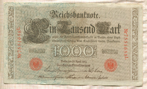 1000 марок. Германия 1910г
