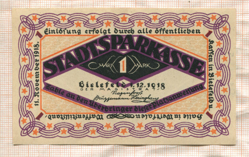 1 марка. Германия 1918г