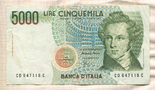 5000 лир. Италия 1985г