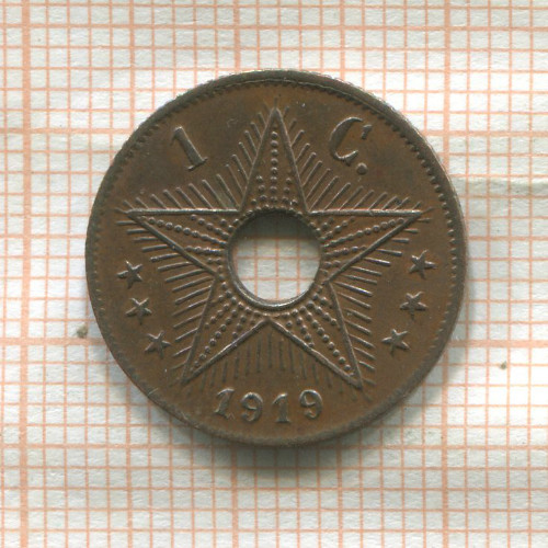 1 сантим. Бельгийское Конго 1919г