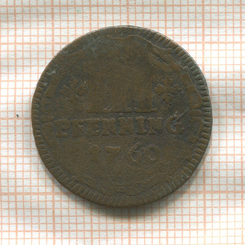 3 пфеннига. Мюнстер 1760г