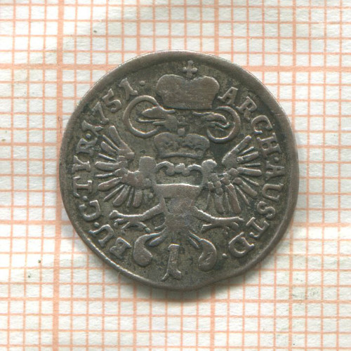1 крейцер. Австрия (деформация) 1751г