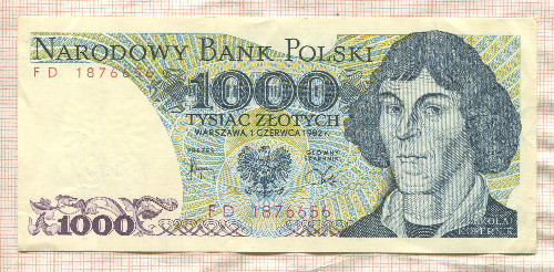 1000 злотых. Польша 1982г