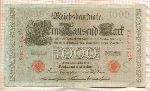1000 марок. Германия 1910г