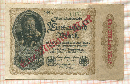 1000000000 марок. Германия 1923г