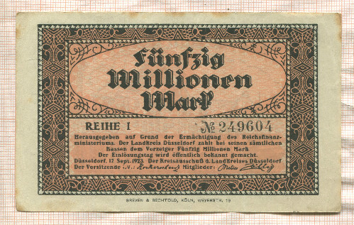 50000000 марок. Германия 1923г