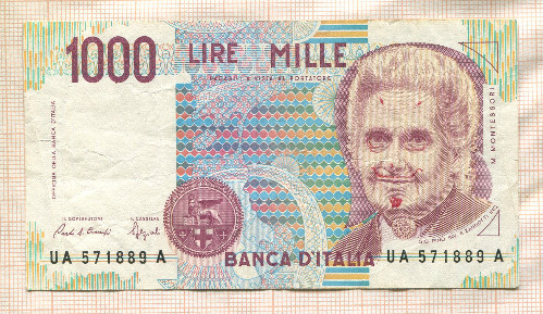 1000 лир. Италия 1990г