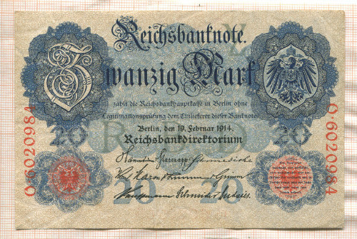20 марок. Германия 1914г