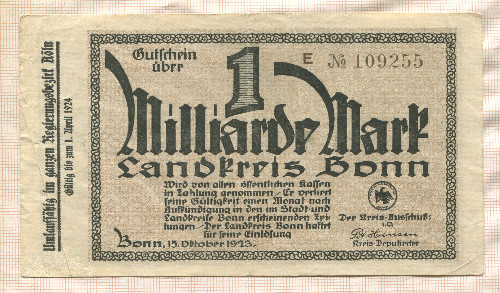 1000000000 марок. Германия 1923г