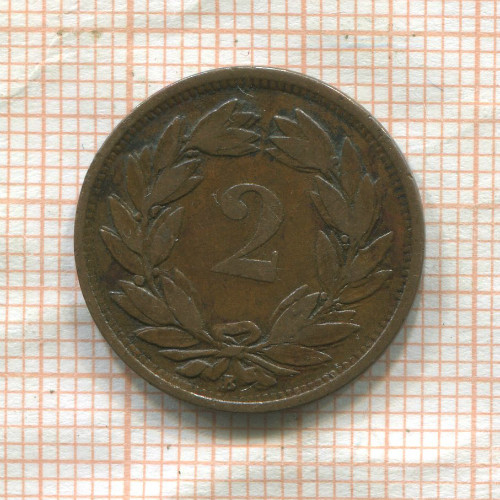 2 раппена. Швейцария 1866г