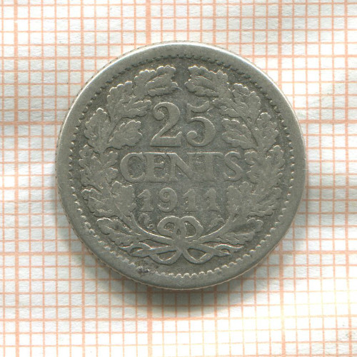 25 центов. Нидерланды 1911г