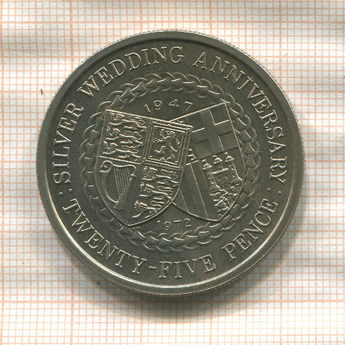 25 пенсов. Остров Мэн 1972г