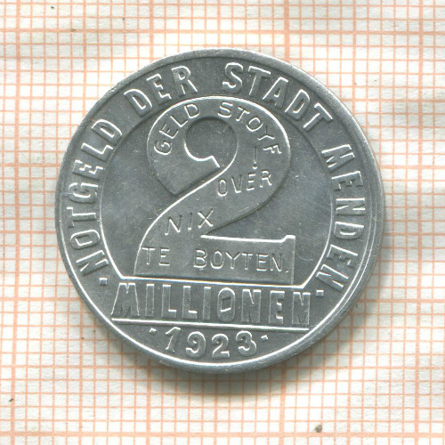 2000000 марок. Менден 1923г