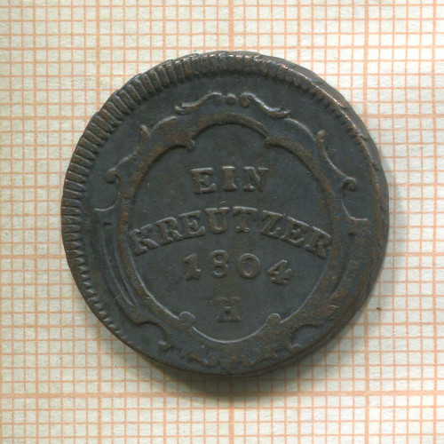 1 крейцер. Австрия 1804г