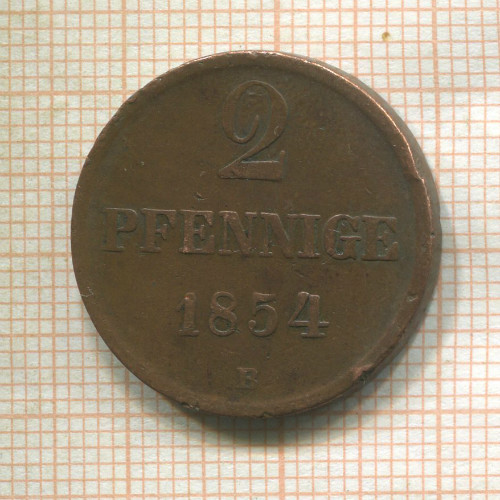 2 пфеннига. Брауншвейг 1854г
